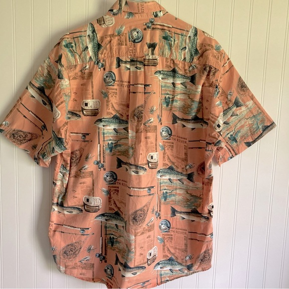 North River, Men’s button down 100% cotton fishing lover shirt. Gently worn. - Picture 3 of 6